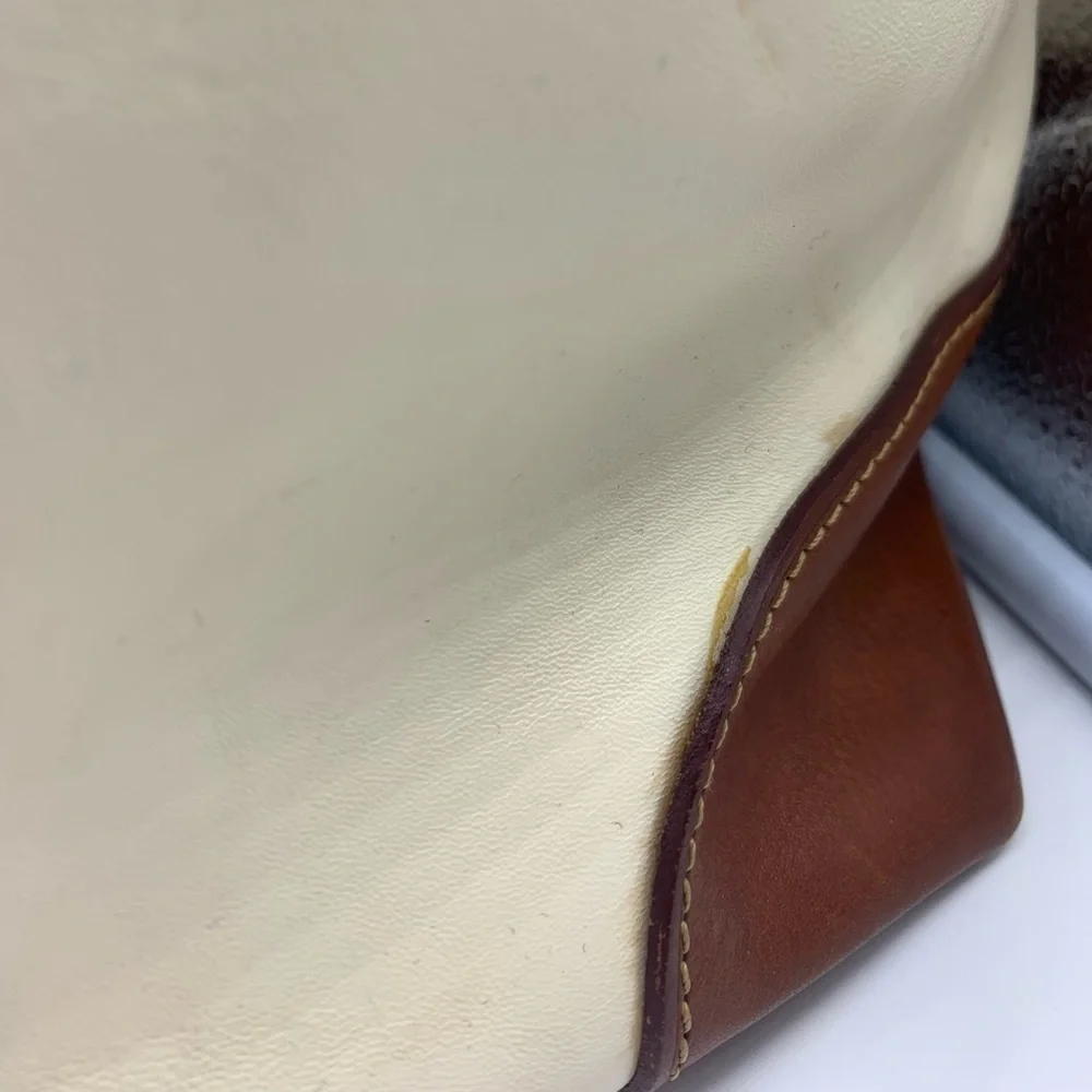 DOONEY And BOURKE genuine florentine vacchetta white leather satchel bag - Picture 6 of 16